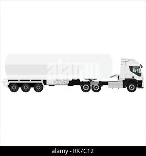 Vector Illustration realistische tunker Lkw auf Weiß isoliert. Cargo Transport Stock Vektor