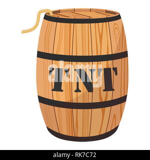 Vector Illustration Schwarzpulver barrel. TNT dynimate Holz- alte Fass Stock Vektor