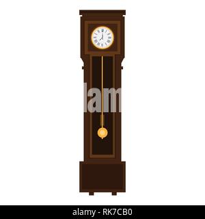 Alte antike Wanduhr isoliert auf weiss. Vektor-illustration Stock Vektor