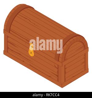 Vector Illustration der Schatztruhe für die Animation. Geschlossen antike Box. Auf weissem Hintergrund. Spiel Benutzeroberfläche (GUI) Element für Video ga Stock Vektor