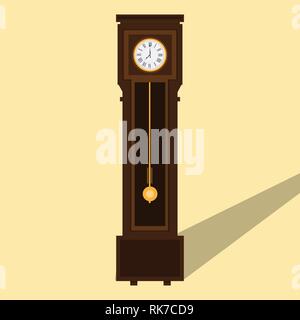 Alte antike Wanduhr isoliert auf weiss. Vektor-illustration Stock Vektor