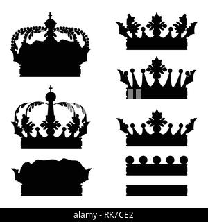 Große Sammlung von Vektor Krone Silhouetten in Vintage Style Stock Vektor