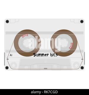 Kassette mit Sommer Hits für den Sommer Party Vector Illustration. Sommer Disco. Retro Audio Cassette Stock Vektor