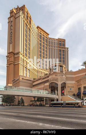 Der Palazzo im Jahr 2018, ein luxuriöses Resort und Casino Resort auf dem Las Vegas Strip im Paradies, Nevada, United States. Stockfoto