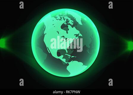 Grüne Karte Welt global Hologramm, Vektor, Abbildung, eps 10. Stock Vektor
