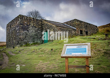 Top Withens auch als Top Withins auf Haworth Moor, Haworth, Großbritannien. sagte die Inspiration für das Buch Wuthering Heights von Emily Bronte bekannt. Stockfoto