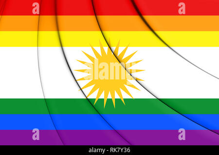 3D-Gay Flagge von Kurdistan. 3D-Darstellung. Stockfoto