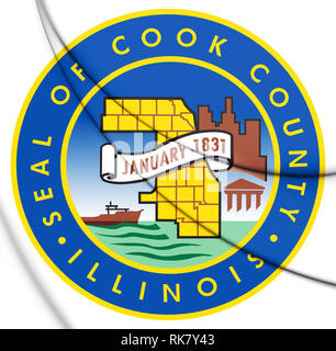 3D-Dichtung von Cook County (Illinois), USA. 3D-Darstellung. Stockfoto