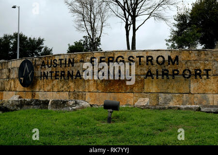 Zeichen außerhalb des Internationalen Flughafen Austin-Bergstrom (Abia) in Austin, Texas, USA. Stockfoto