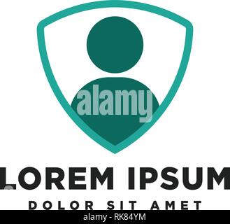 Schild menschliche Persönliche protector Logo template Vector Illustration Stock Vektor