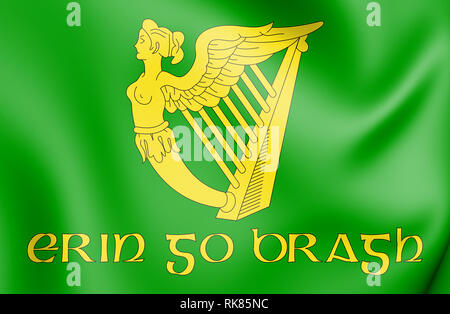 3D-Erin Go Bragh Flagge, Irland. 3D-Darstellung. Stockfoto