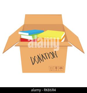 Vector Illustration isometrischen Perspektive Spendenbox mit Büchern Symbol. Bildung Haufen, Stapel von Büchern Stock Vektor