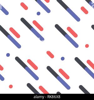 Die nahtlose Vektor parallel Diagonal Rot Blau Grau überlappende Farbe Linien Muster Hintergrund Stock Vektor
