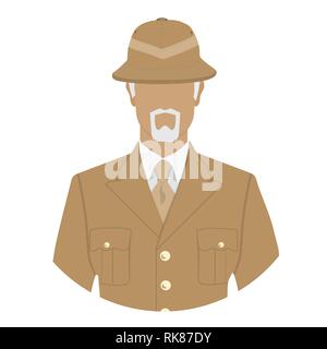 Vector Illustration Abenteurerin, archäologin oder Explorer Charakter. Reisende in Safari Hut Stock Vektor