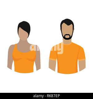 Vector Illustration Frau und Mann avatar Profil Icon in Sport Kleidung. Stock Vektor