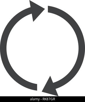Neu laden, aktualisieren, refresh Vektorsymbol, drücken. Recyceln Sie Pfeil, Zeichen, Symbol. Stock Vektor