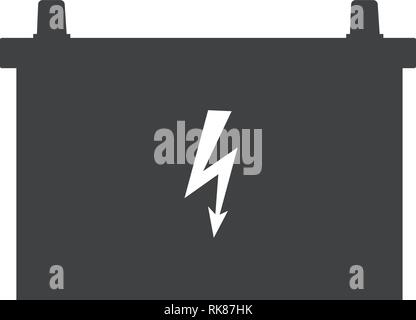 Vector Illustration der Autobatterie mit Blitzpfeil. Auto Teile. Auto Batterie Symbol Stock Vektor