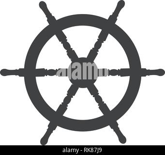 Einfachen vektor Symbol Lenkung Schiff Rad isoliert auf Weiss. Schiff rad Symbol Stock Vektor