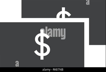 Einfache flache Geld Symbol isoliert. Dollar Papier bill Zeichen oder Symbol Stock Vektor