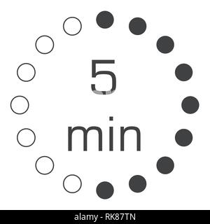 Die 5 Minuten, Stoppuhr Vektorsymbol, digitale Zeitschaltuhr. Taktgeber und Timer countdown Symbol ansehen. Stock Vektor