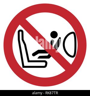 Airbags Kindersitz Logo Schild Warnung im Auto Fahrzeug Vektor Stock Vektor