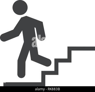 Treppen Vektor icon. Unten Zeichen, Symbol. Zu Fuß Mann in die Treppe. Karriere Symbol. Stock Vektor