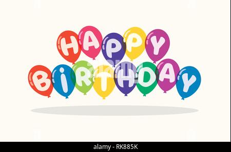 Vektor happy birthday Hintergrund für Grußkarten. Bunte fliegende Ballons und Happy Birthday Text. Transparente Ballon eps 10 Abbildung Stock Vektor