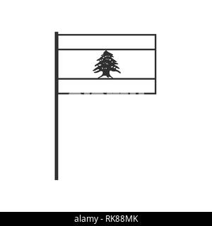 Libanon Flagge Symbol in schwarzer Umriss flache Bauform. Tag der Unabhängigkeit oder der nationalen Feiertag Konzept. Stock Vektor