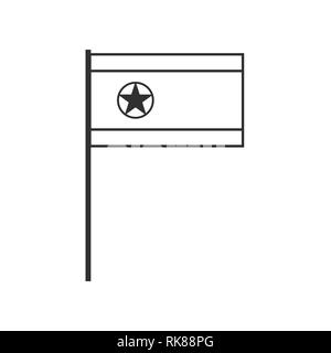 Nordkorea Fahne Symbol in schwarzer Umriss flache Bauform. Tag der Unabhängigkeit oder der nationalen Feiertag Konzept. Stock Vektor