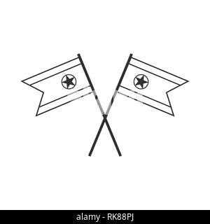 Nordkorea Fahne Symbol in schwarzer Umriss flache Bauform. Tag der Unabhängigkeit oder der nationalen Feiertag Konzept. Stock Vektor