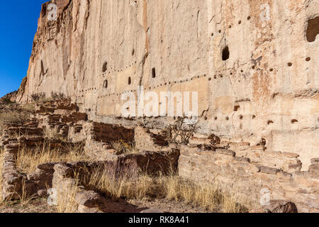 Anzeigen von Bandelier National Monument in der Nähe von Los Alamos, New Mexico. Stockfoto