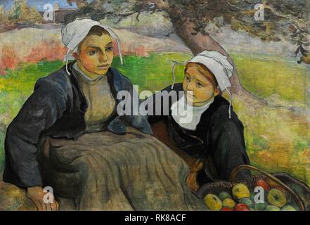 Wladyslaw Slewinski (1856-1918). Pintor polaco. Dos mujeres bretonas con un cesto de Manzanas, hacia 1897. Museo Nacional de Varsovia. Polonia. Stockfoto