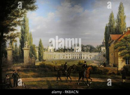 Wincenty Kasprzycki (1802-1849). Pintor polaco. Vista del Palacio Wilanow Desde la Entrada, 1833. Museo Nacional de Varsovia. Polonia. Stockfoto