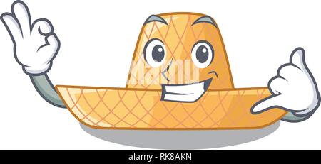 Rufen Sie mich an Hut in der Cartoon Holz Form Stroh Stock Vektor