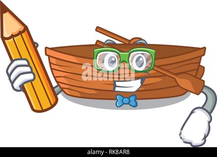 Student Boote aus Holz mit den Cartoons isoliert Stock Vektor
