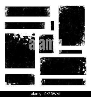 Eine Reihe von Distressed vektor design Elemente isoliert in Schwarz auf Weiß. Texturierte vintage Frames, Banner, Hintergründe mit kopieren. Stock Vektor