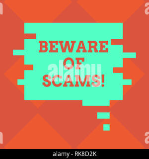 Handschrift Text schreiben von Scams aufpassen. Begriff Sinne wachsam bleiben Betrug Vorsicht immer sicher Sicherheit leer Farbe Rede Blase in Puzzl zu vermeiden. Stockfoto
