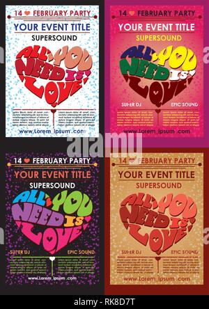 Kreative valentines konzeptionelle Vektor einrichten. Valentines Tag Poster. Stock Vektor