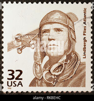 Charles Lindbergh auf amerikanische Briefmarke Stockfoto