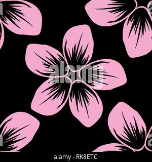 Tropische nahtlose Muster mit Palm Blätter und Blüten. Vector Illustration Stock Vektor