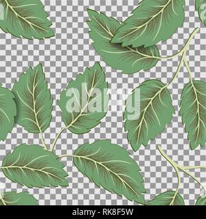 Flying grüne Blätter auf dunklem Hintergrund. Frischer Frühling Laub. Vector Illustration. Umwelt und Ökologie Kulisse. Stock Vektor