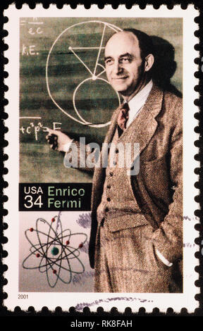 Enrico Fermi auf amerikanische Briefmarke Stockfoto