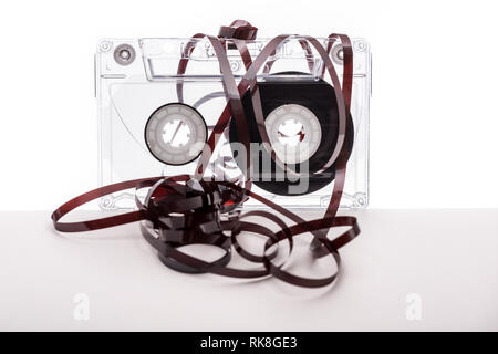 Vintage audio Kassette auf weißem Hintergrund. Kassette. Stockfoto