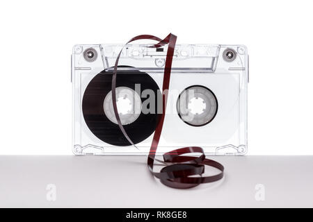Vintage audio Kassette auf weißem Hintergrund. Kassette. Stockfoto