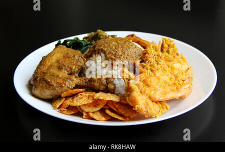 Reis - Nasi Padang Padang, indonesische Küche Stockfoto