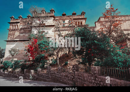 Jahangir Mahal, in Orchha Fort. Orchha, Madhya Pradesh, Indien. Stockfoto