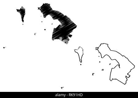 Der Provinz Kien Giang (Sozialistische Republik Vietnam, Unterteilungen von Vietnam) Karte Vektor-illustration, kritzeln Skizze Tinh Kien Giang Karte Stock Vektor