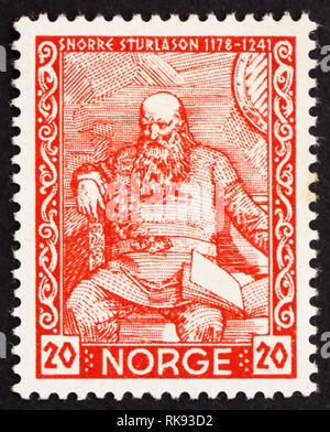 Norwegen - ca. 1941: einen Stempel in der Norwegen gedruckt zeigt Snorri Sturluson, isländische Historiker und Dichter, ca. 1941 Stockfoto