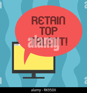 Konzeptionelle Hand schreiben Übersicht behalten Top Talent. Business foto Präsentation Fähigkeit der Organisation zu behalten und seine Mitarbeiter montiert Computer Stockfoto