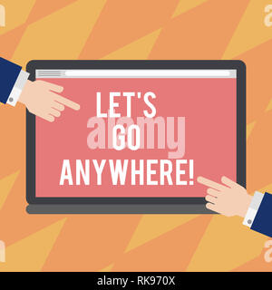 Text Zeichen zeigen wir Überall. Konzeptionelle Foto fragen, demonstrieren zu gehen besuchen Sie neue Orte treffen Hu Analyse Hände von beiden Seiten Stockfoto